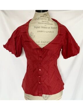 Anthropologie Red Button down Blouse By Odille